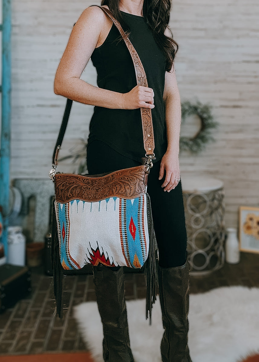 Shops NWT Cowgirl Trendy TM Hand Bag Leather Blue and Turquoise Stone Metal Decor. 13