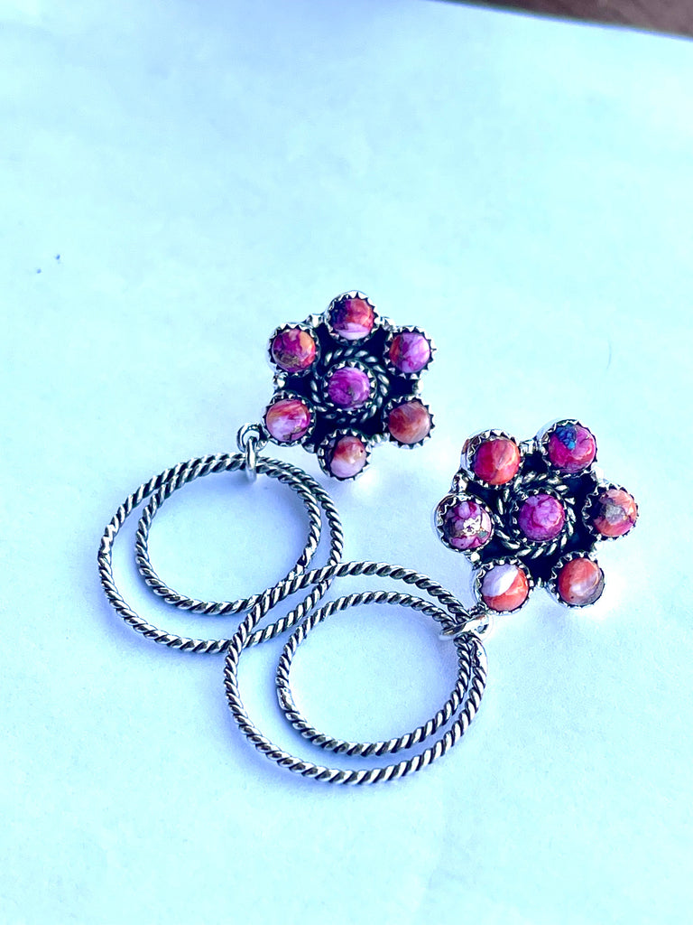 Handmade Sterling Silver & Pink Dream Mojave Post Hoop Earrings Jewelry & Watches:Ethnic, Regional & Tribal:Earrings Nizhoni Traders LLC