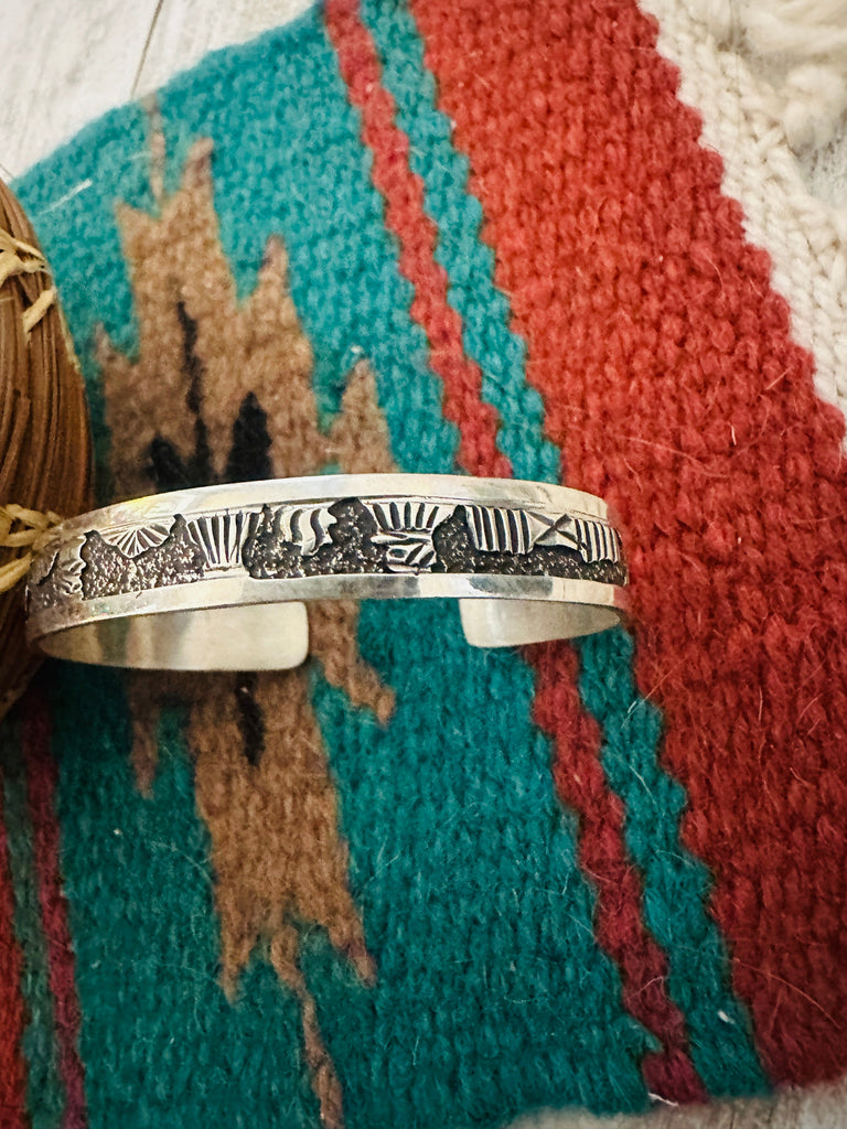 Navajo Sterling Silver Story Teller Cuff Bracelet Jewelry & Watches:Ethnic, Regional & Tribal:Bracelets & Charms Nizhoni Traders LLC