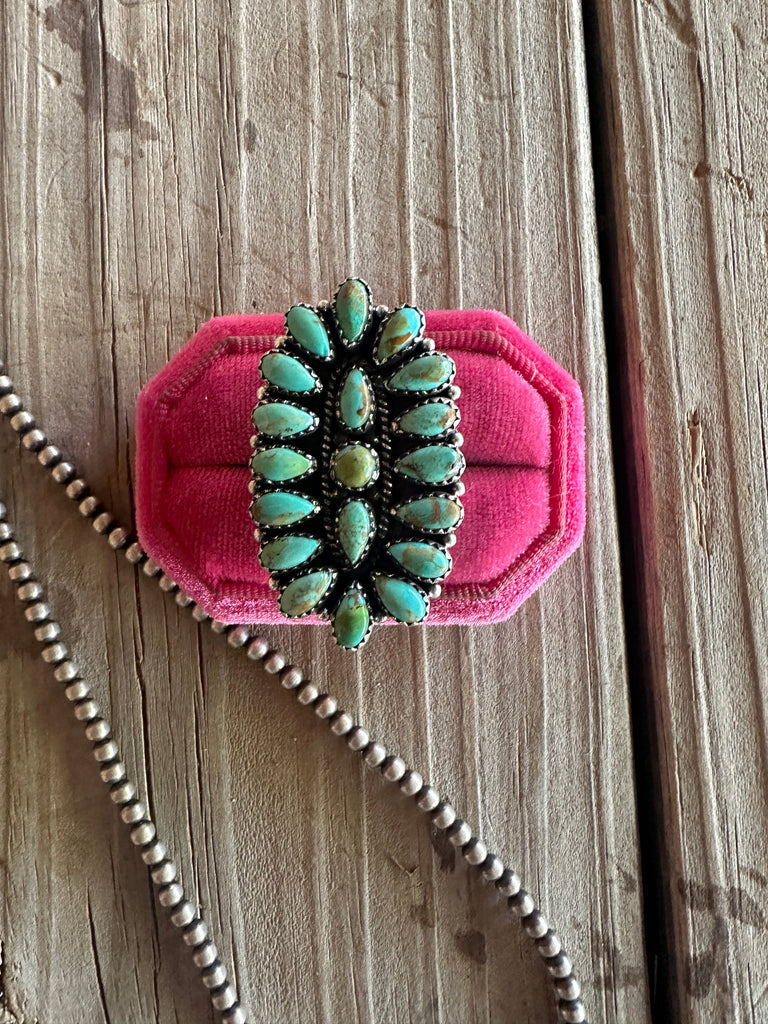 The Silverton Beautiful Handmade Kingman Turquoise And Sterling Silver Adjustable Ring Jewelry & Watches:Ethnic, Regional & Tribal:Native American:Rings Nizhoni Traders LLC