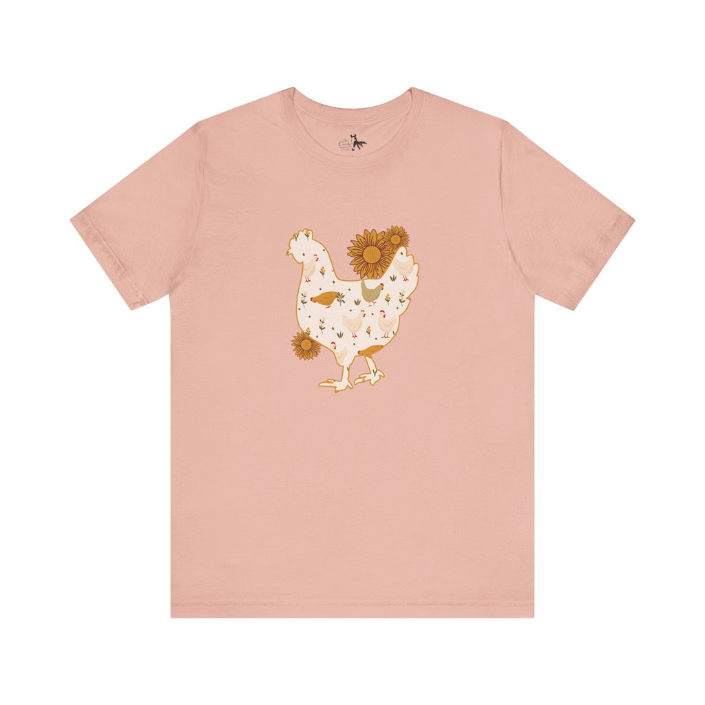 Sunflower Chicken Short Sleeve Graphic Tee T-Shirt Printify Peach XS