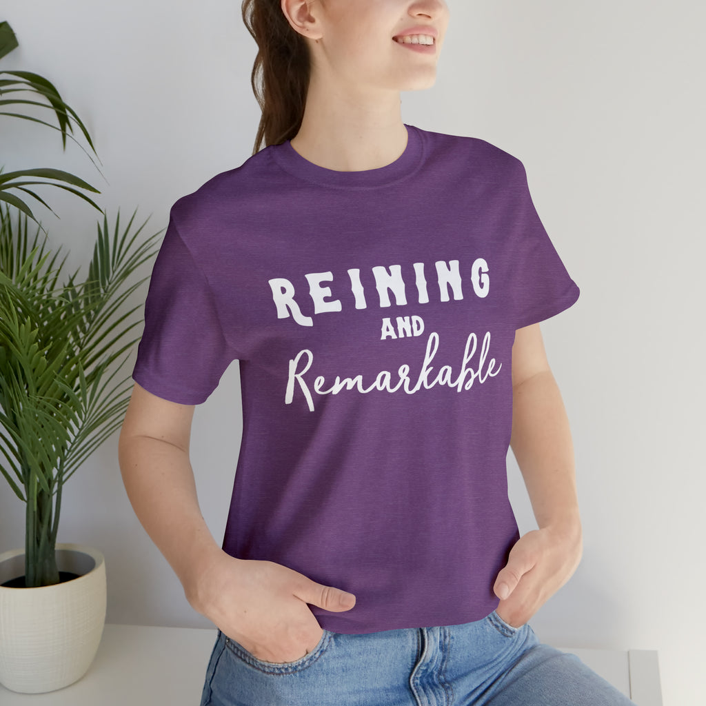 Reining & Remarkable Short Sleeve Tee Horse Riding Discipline Tee Printify Heather Team Purple XS