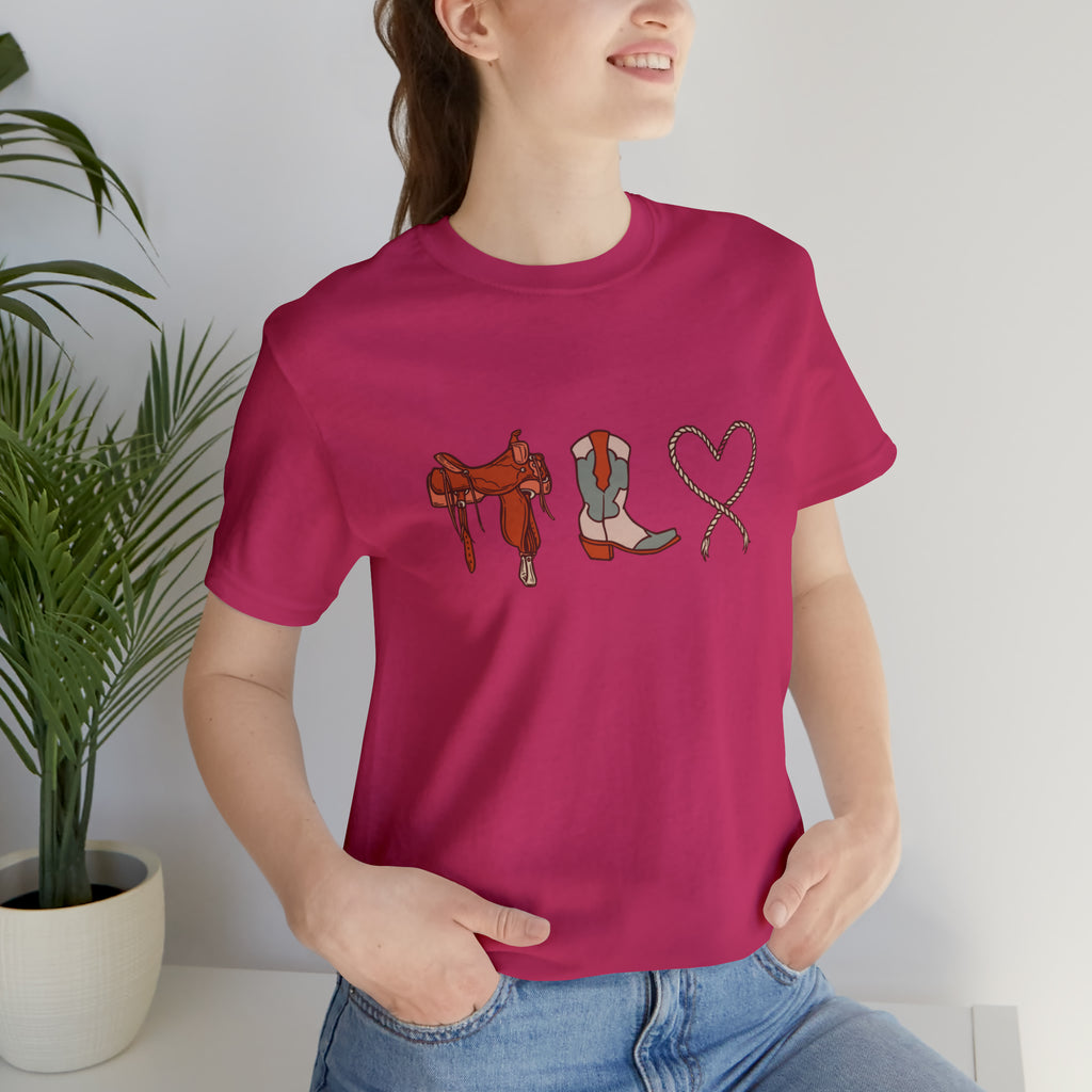 Western Love Short Sleeve Tee tcc graphic tee Printify Berry XS 