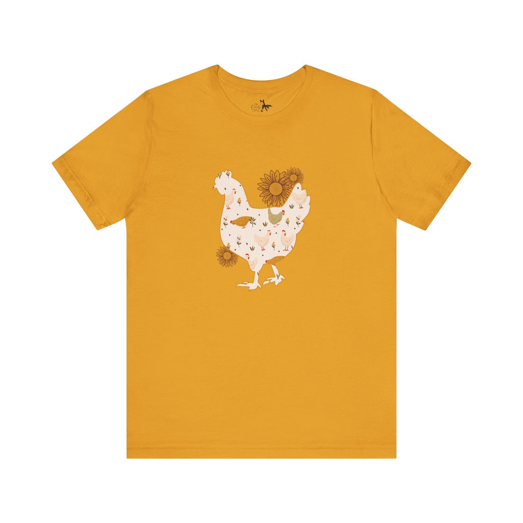 Sunflower Chicken Short Sleeve Graphic Tee T-Shirt Printify Mustard XS