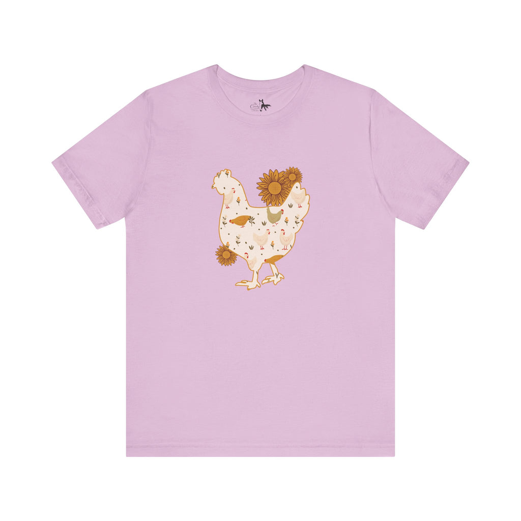 Sunflower Chicken Short Sleeve Graphic Tee T-Shirt Printify Lilac XS