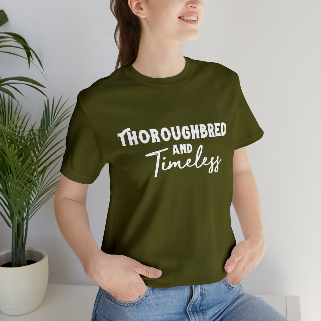 Thoroughbred & Timeless Short Sleeve Tee Horse Color Shirt Printify Olive XS 