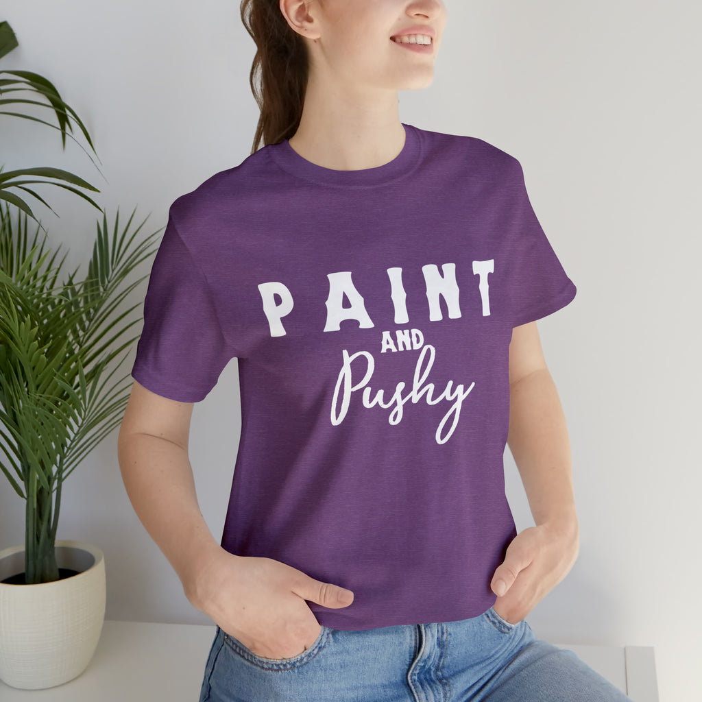 Paint & Pushy Short Sleeve Tee Horse Color Shirt Printify Heather Team Purple XS 