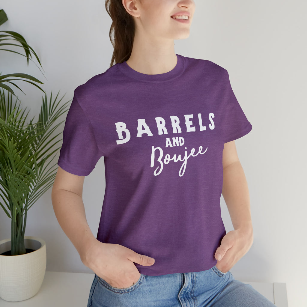 Barrels & Boujee Short Sleeve Tee Horse Riding Discipline Tee Printify Heather Team Purple XS 