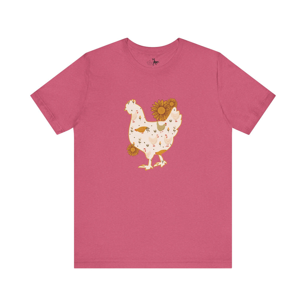 Sunflower Chicken Short Sleeve Graphic Tee T-Shirt Printify Heather Raspberry XS