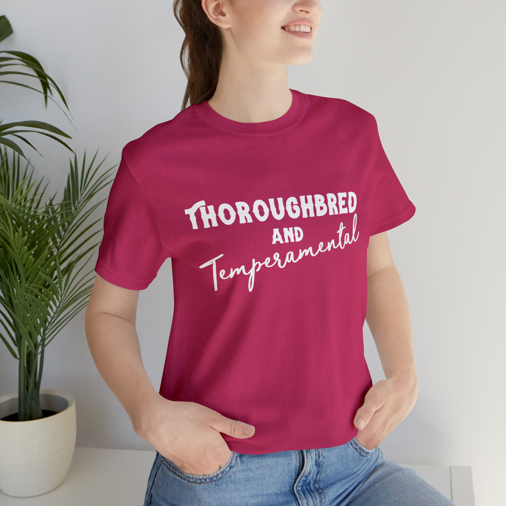 Thoroughbred & Temperamental Short Sleeve Tee Horse Color Shirt Printify Berry S 