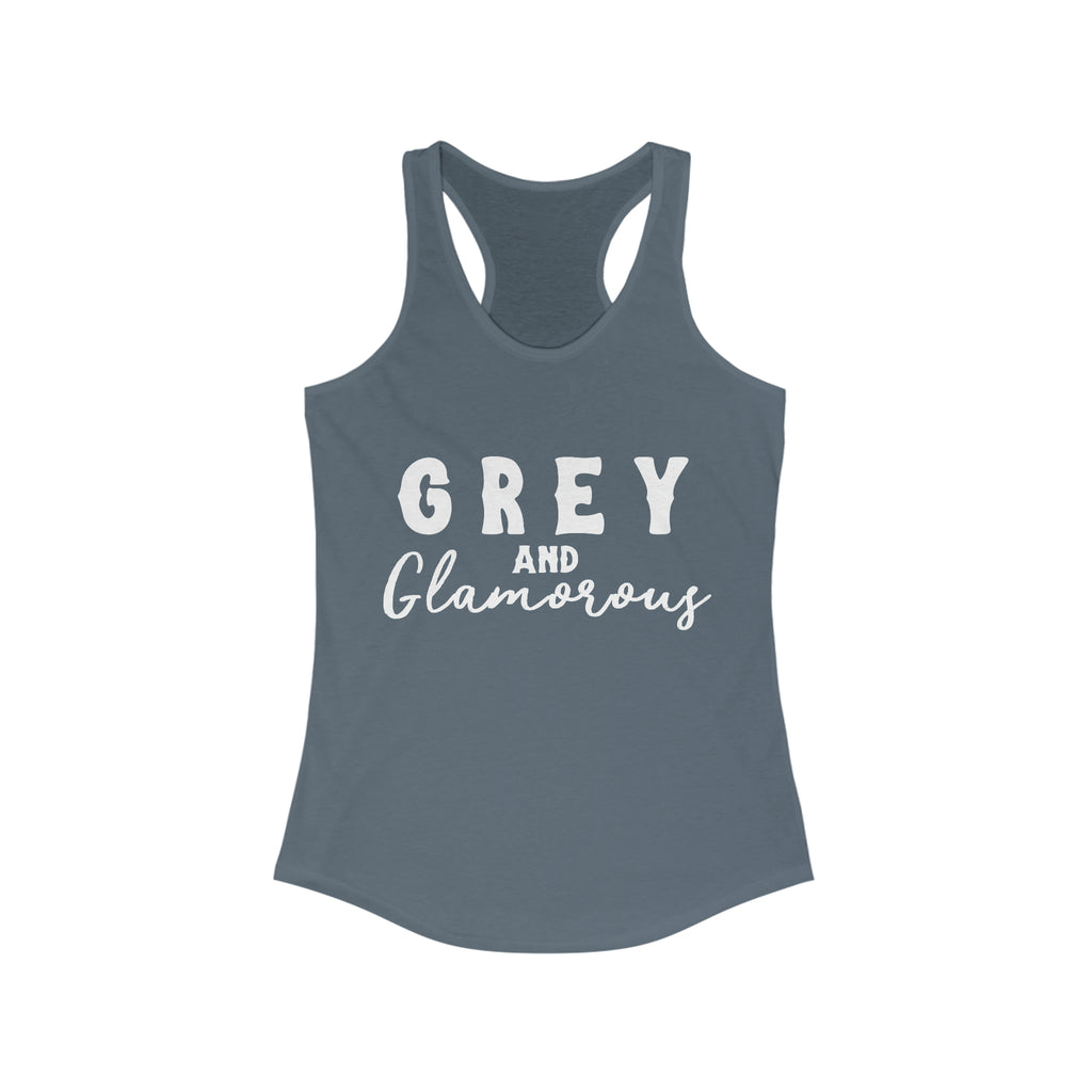 Grey & Glamorous Racerback Tank Horse Color Shirts Printify XS Solid Indigo 
