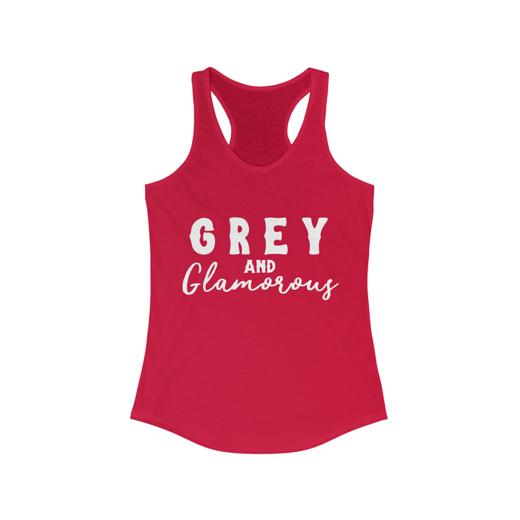 Grey & Glamorous Racerback Tank Horse Color Shirts Printify XS Solid Red 