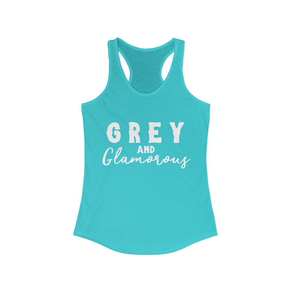 Grey & Glamorous Racerback Tank Horse Color Shirts Printify S Solid Tahiti Blue 