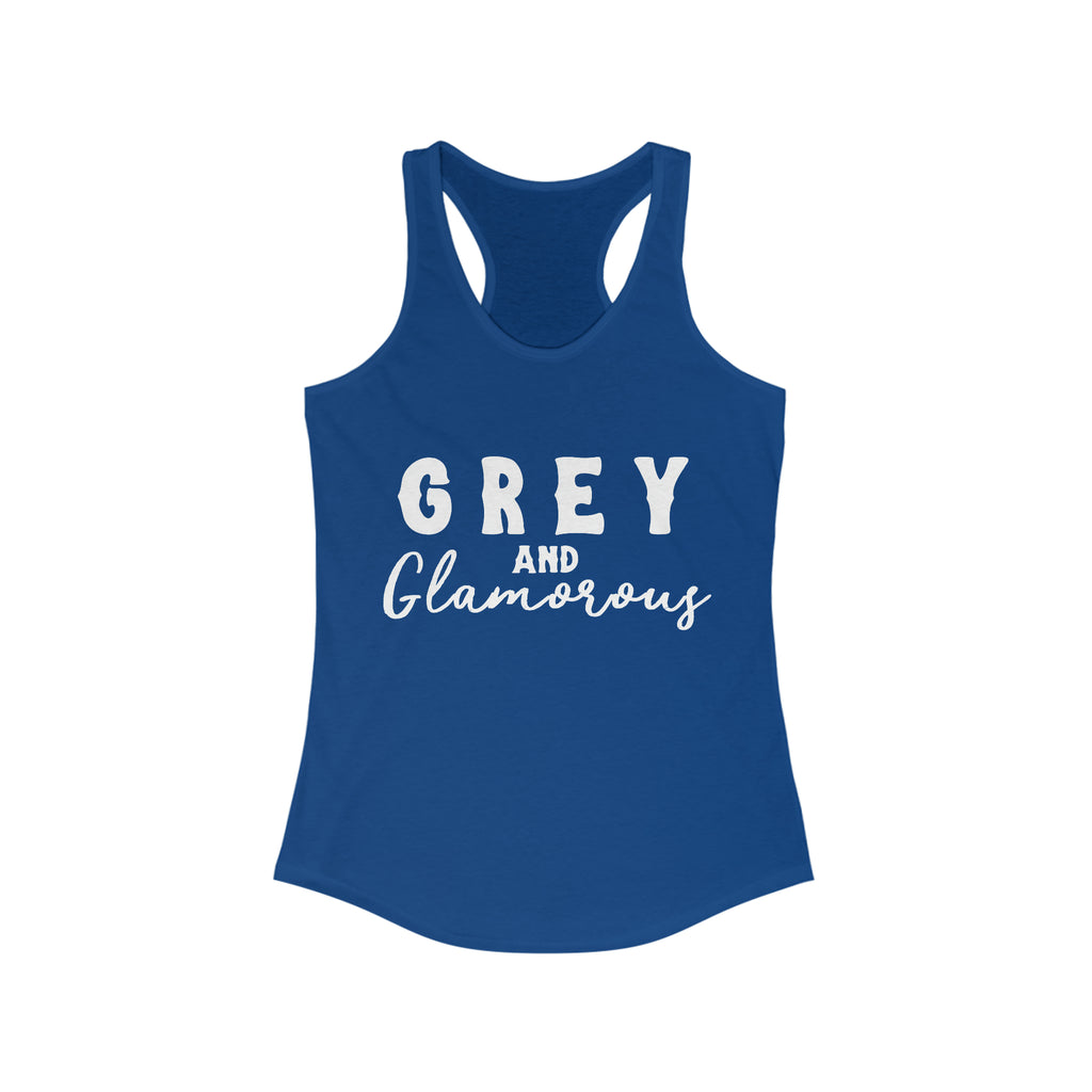 Grey & Glamorous Racerback Tank Horse Color Shirts Printify XS Solid Royal 