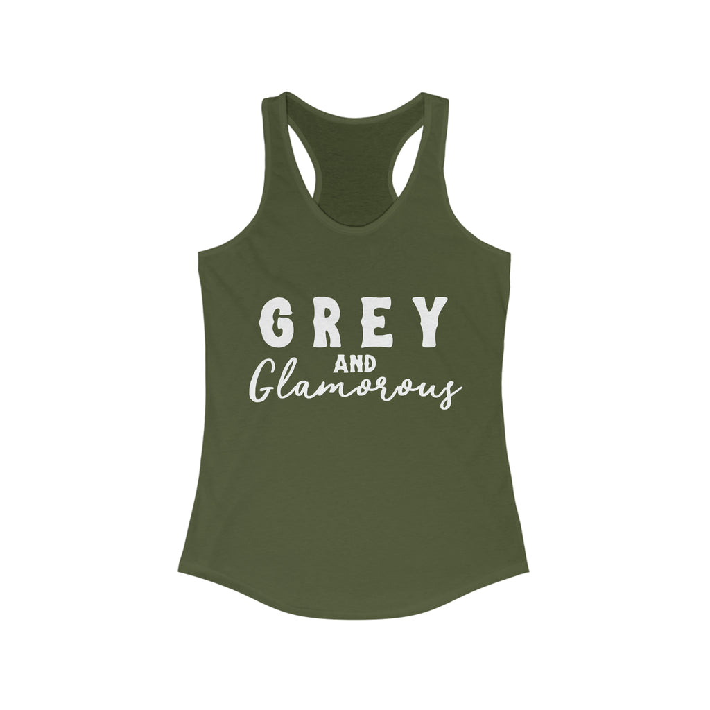 Grey & Glamorous Racerback Tank Horse Color Shirts Printify XS Solid Military Green 