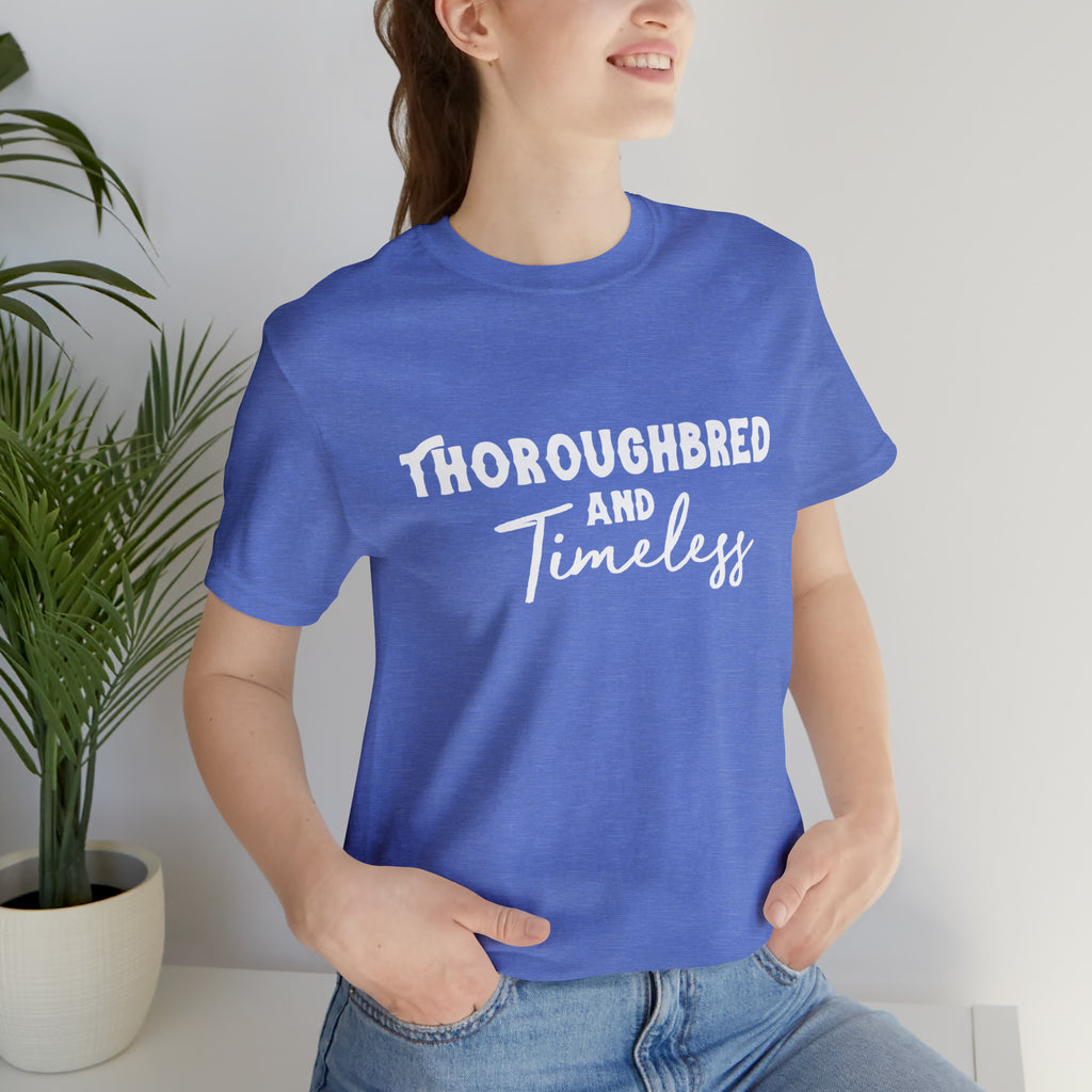 Thoroughbred & Timeless Short Sleeve Tee Horse Color Shirt Printify Heather Columbia Blue S 