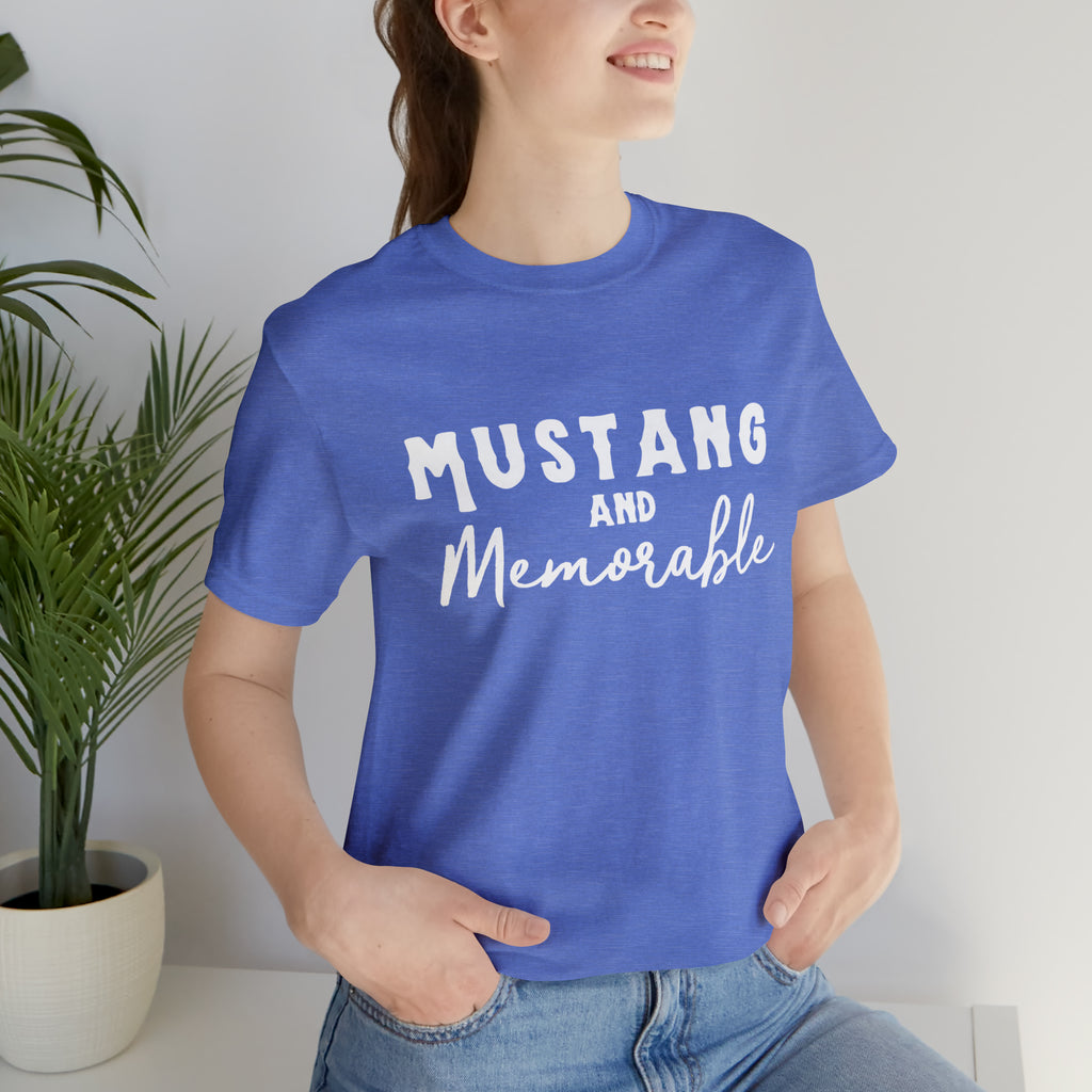 Mustang & Memorable Short Sleeve Tee Horse Color Shirt Printify Heather Columbia Blue XS 