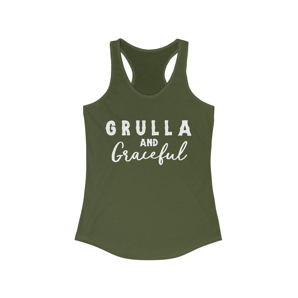 Grulla & Graceful Racerback Tank Horse Color Shirts Printify XS Solid Military Green 