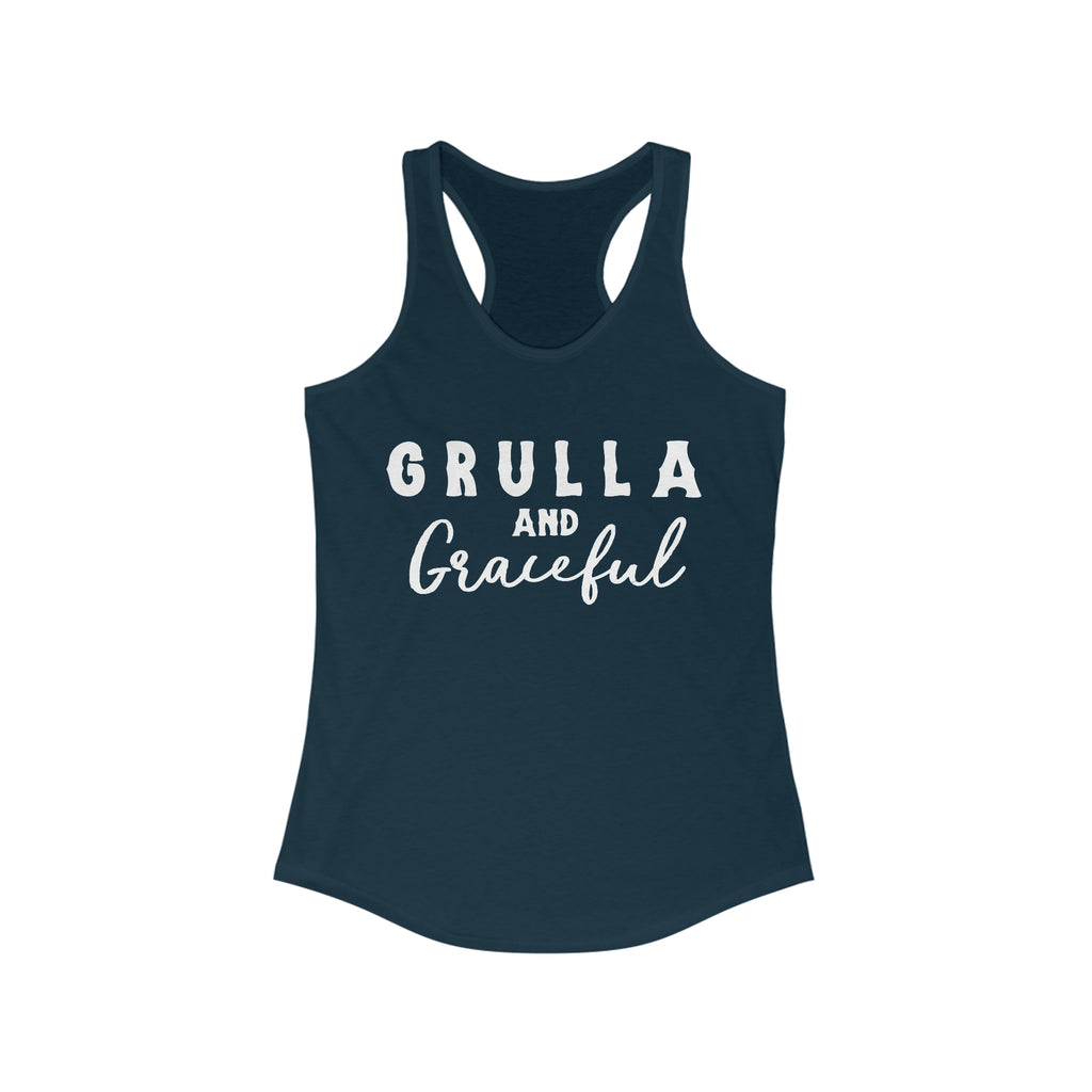 Grulla & Graceful Racerback Tank Horse Color Shirts Printify XS Solid Midnight Navy 