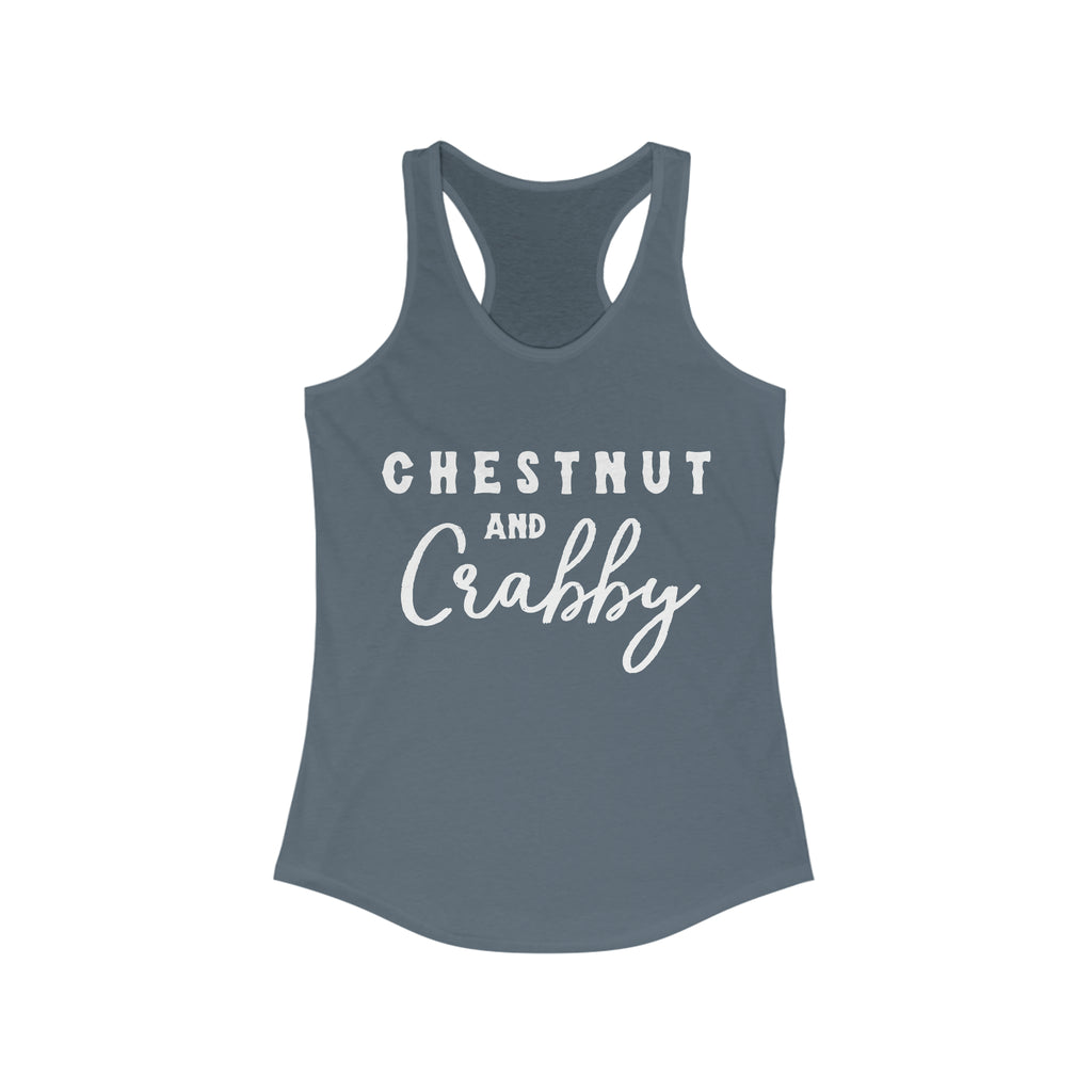 Chestnut & Crabby Racerback Tank Horse Color Shirts Printify XS Solid Indigo 