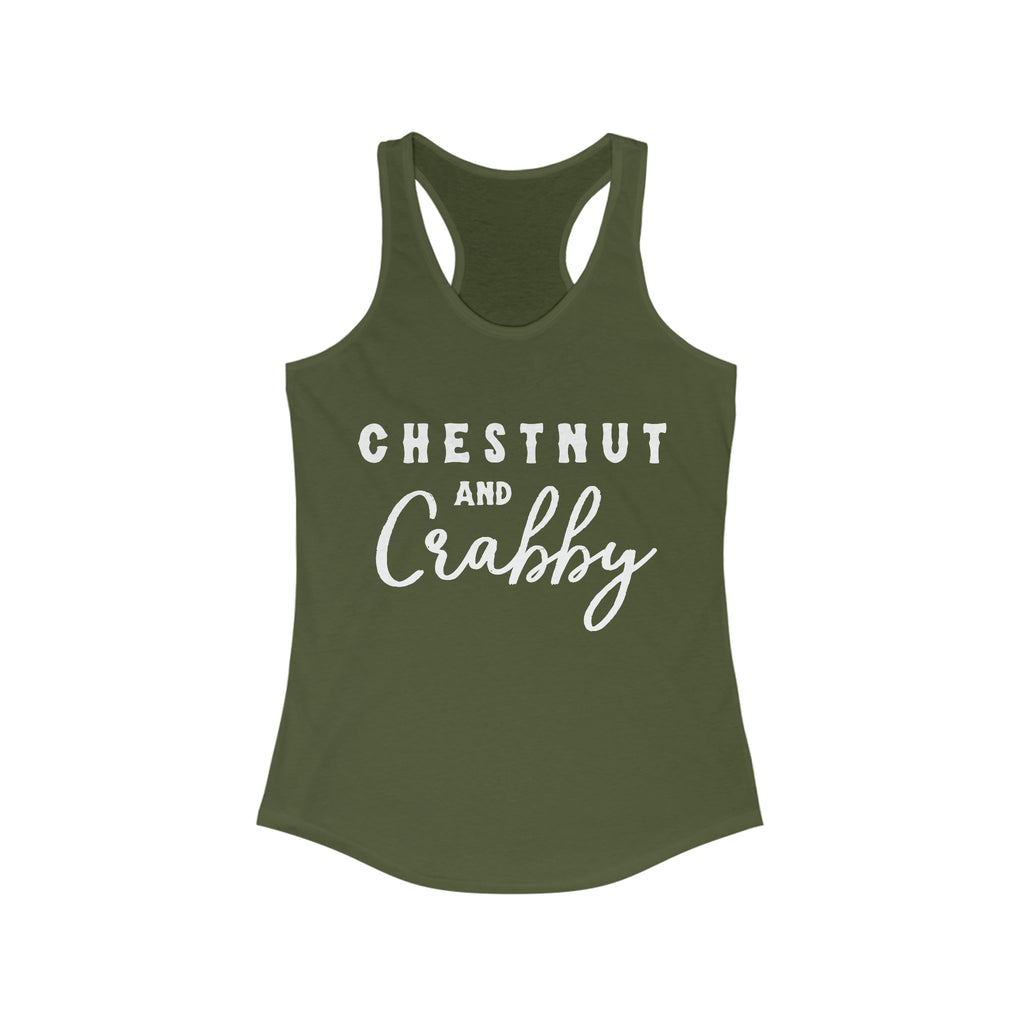 Chestnut & Crabby Racerback Tank Horse Color Shirts Printify XS Solid Military Green 