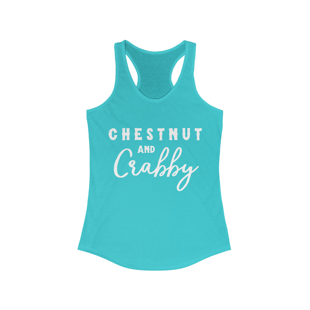 Chestnut & Crabby Racerback Tank Horse Color Shirts Printify XS Solid Tahiti Blue