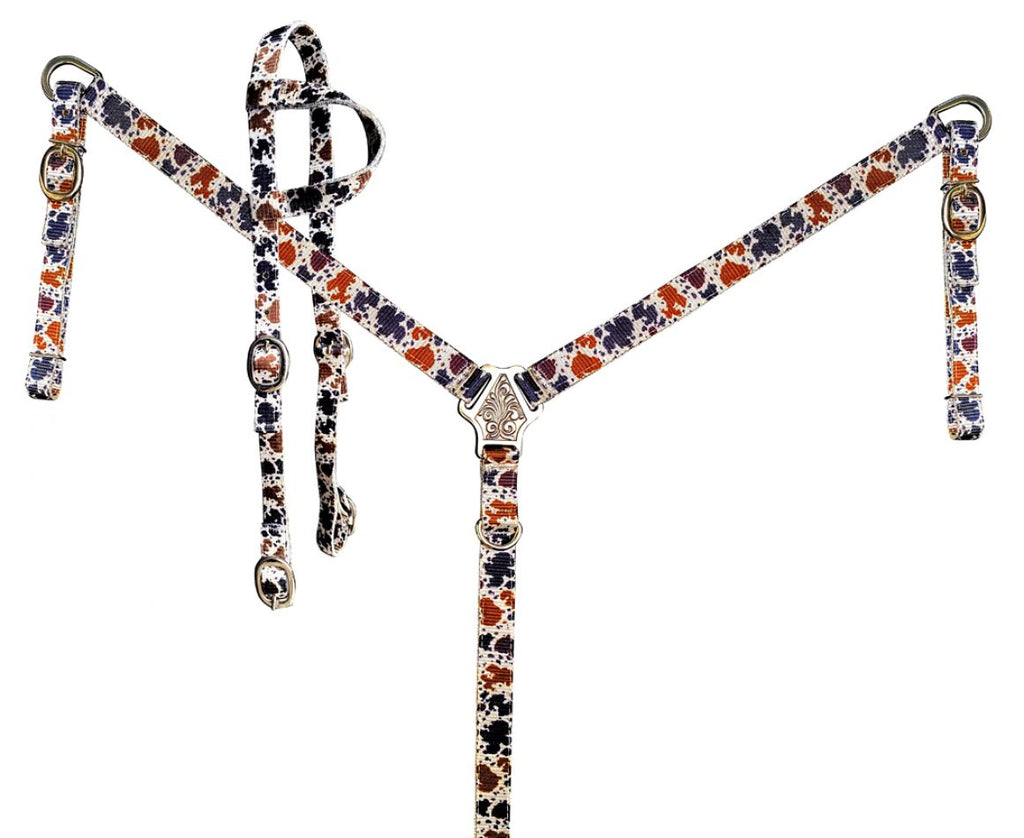 Nylon Cow Print Headstall Set headstall set Shiloh   