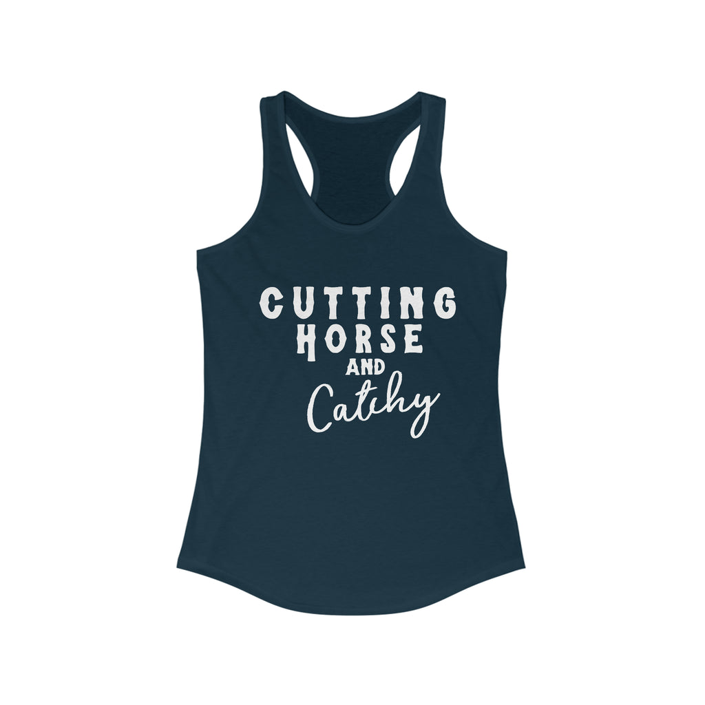 Cutting Horse & Catchy Racerback Tank Horse Riding Discipline Tee Printify XS Solid Midnight Navy 