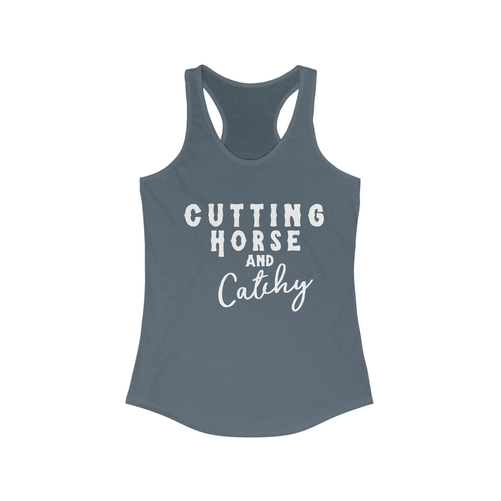 Cutting Horse & Catchy Racerback Tank Horse Riding Discipline Tee Printify XS Solid Indigo 