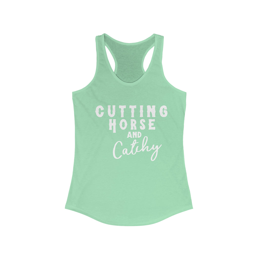 Cutting Horse & Catchy Racerback Tank Horse Riding Discipline Tee Printify XS Solid Mint 