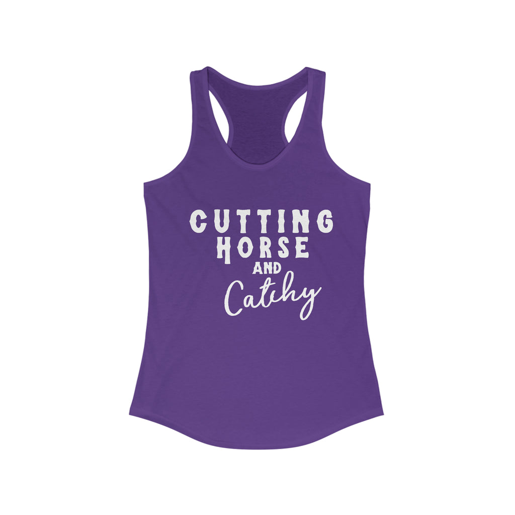 Cutting Horse & Catchy Racerback Tank Horse Riding Discipline Tee Printify XS Solid Purple Rush