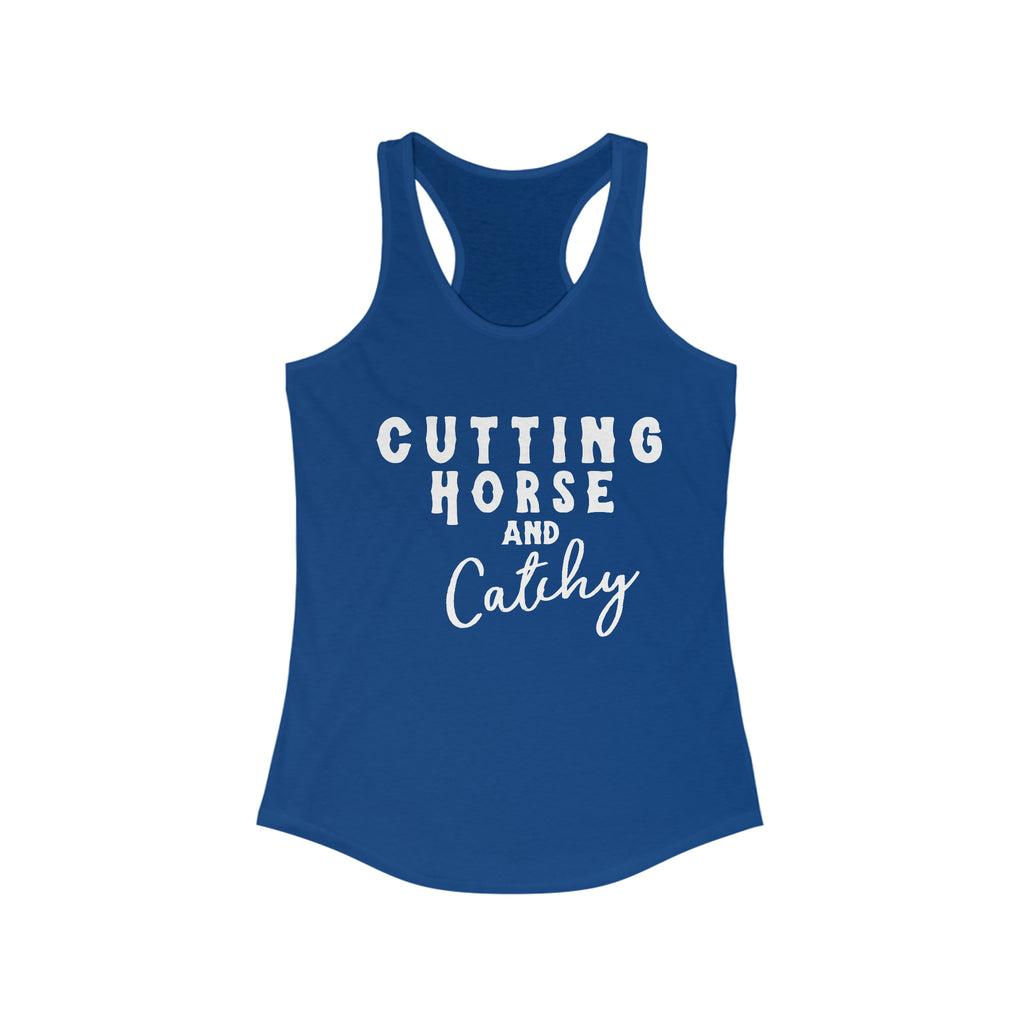 Cutting Horse & Catchy Racerback Tank Horse Riding Discipline Tee Printify XS Solid Royal 