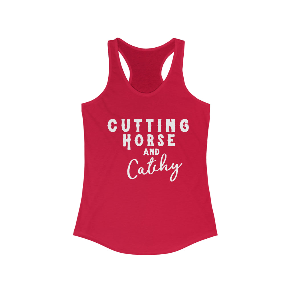 Cutting Horse & Catchy Racerback Tank Horse Riding Discipline Tee Printify XS Solid Red