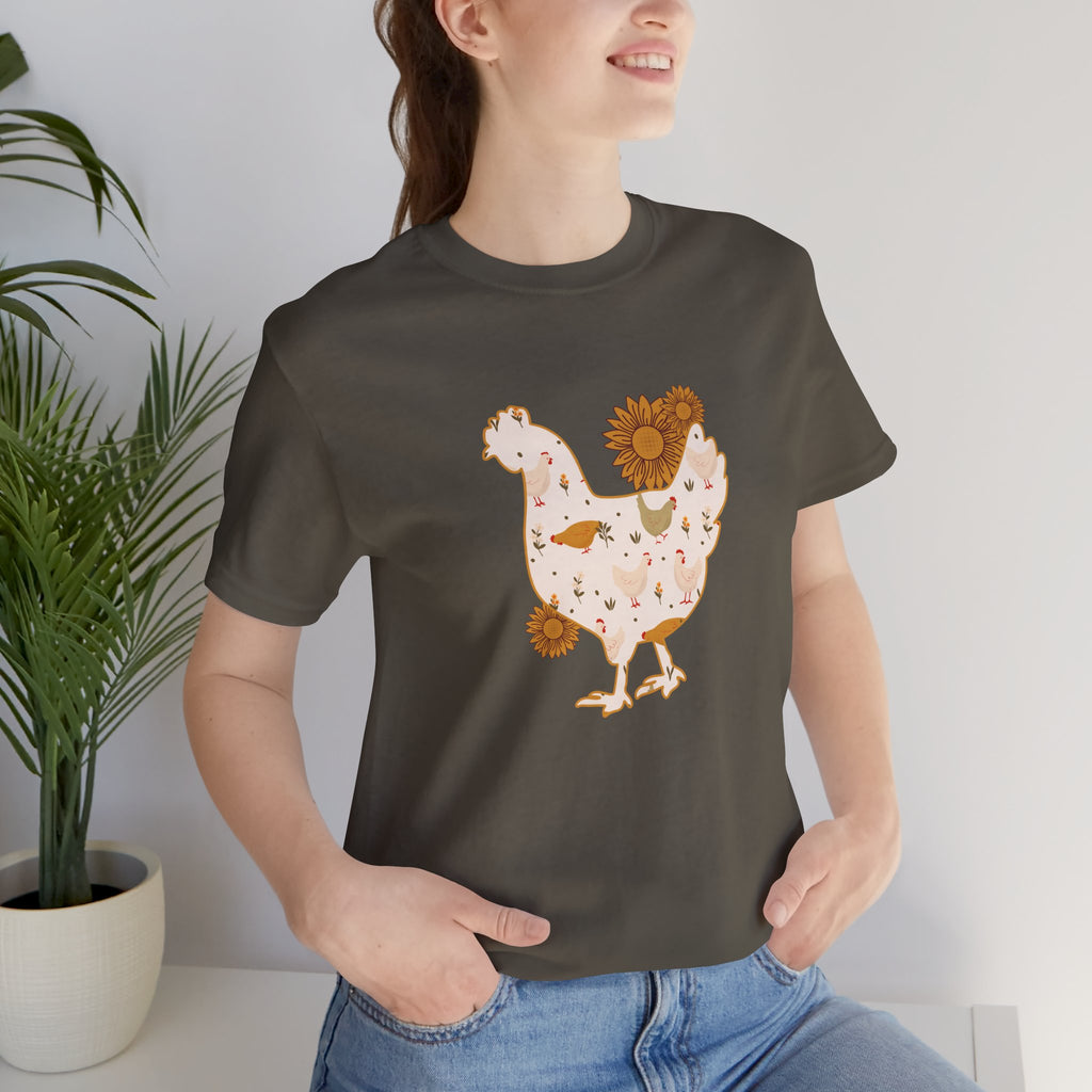 Sunflower Chicken Short Sleeve Graphic Tee T-Shirt Printify