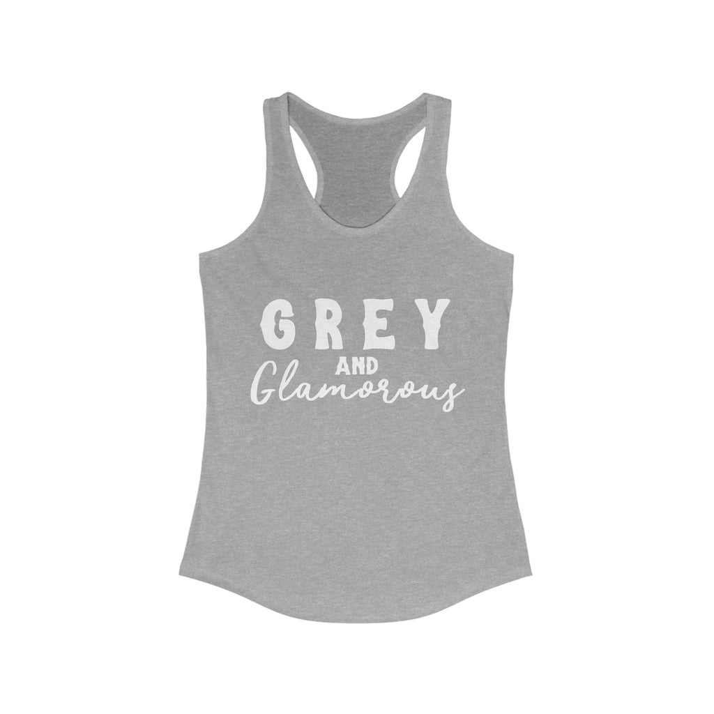 Grey & Glamorous Racerback Tank Horse Color Shirts Printify XS Heather Grey 