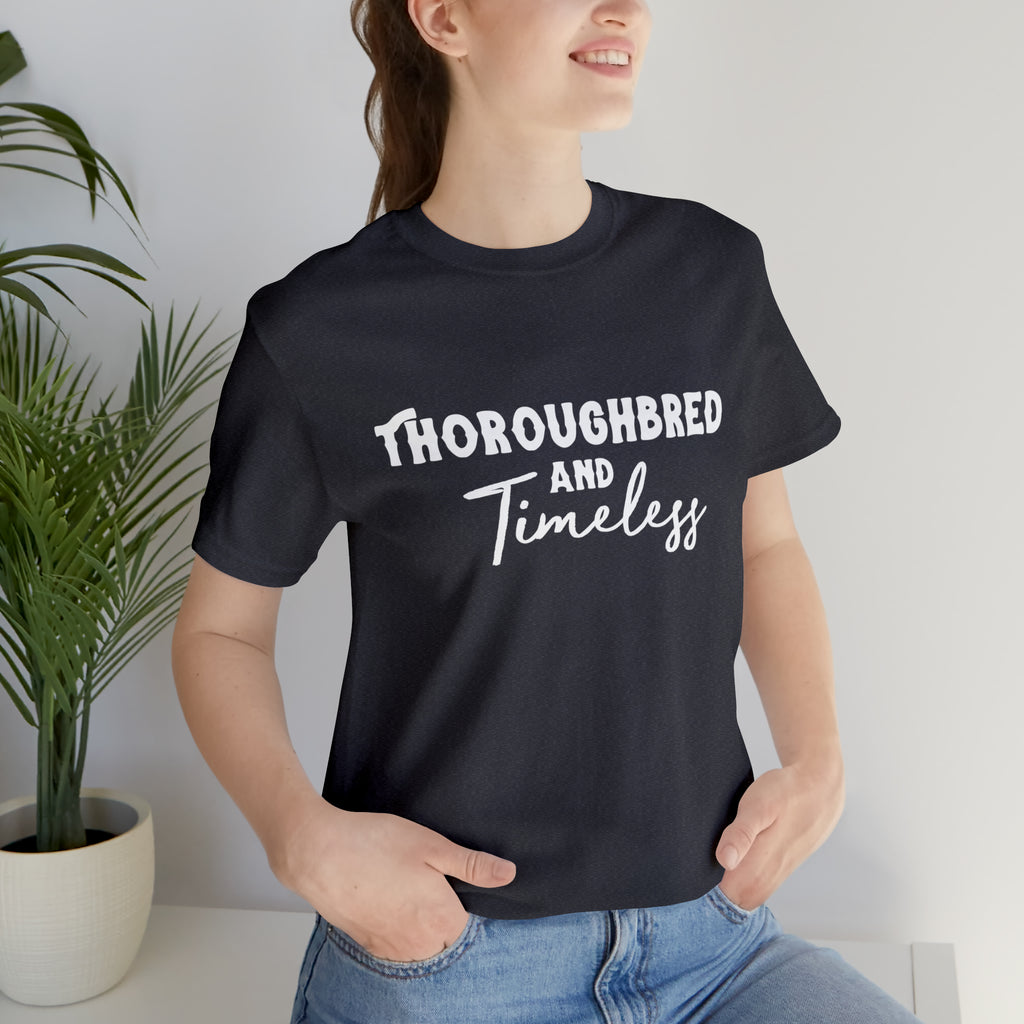 Thoroughbred & Timeless Short Sleeve Tee Horse Color Shirt Printify Heather Navy XS 