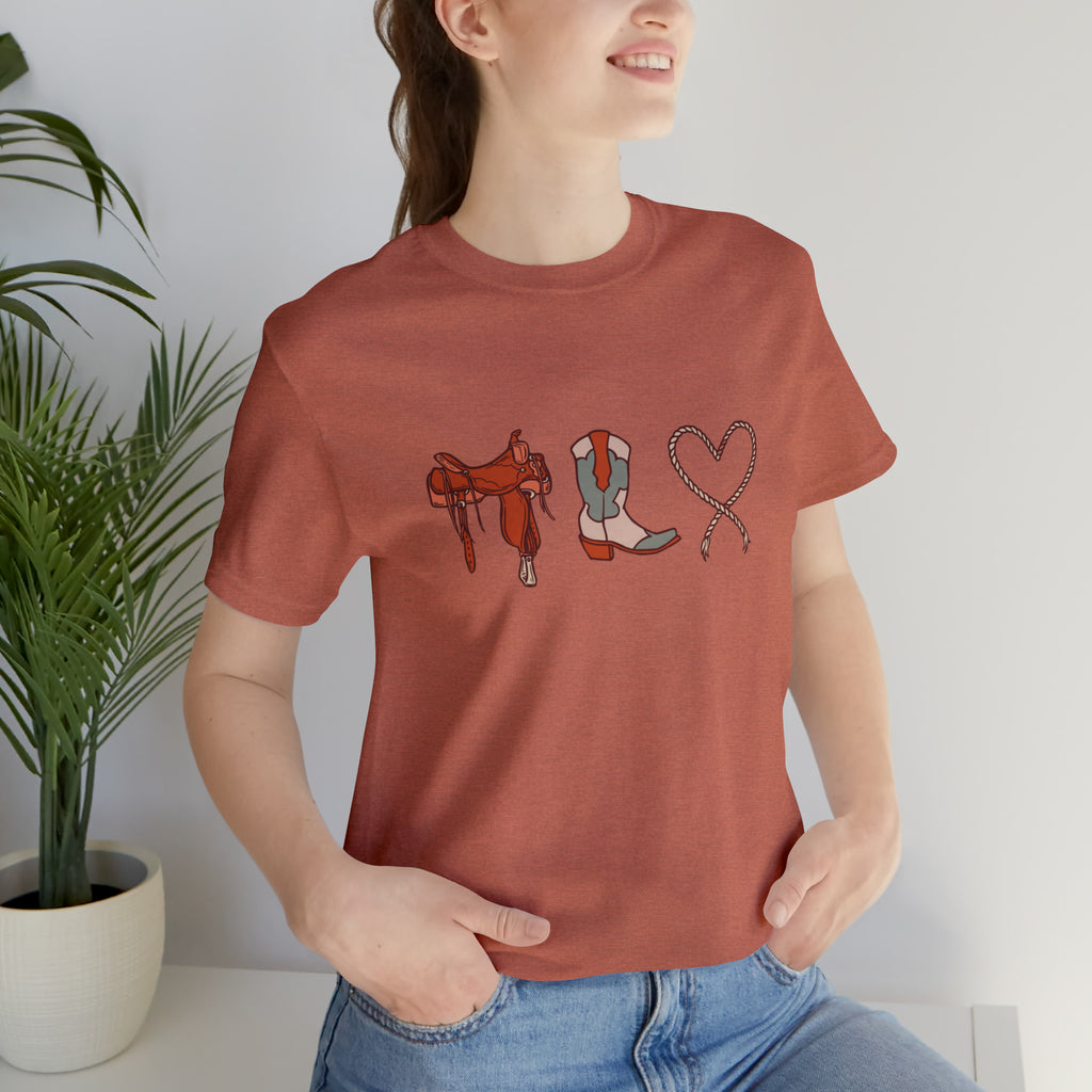 Western Love Short Sleeve Tee tcc graphic tee Printify Heather Clay XS 