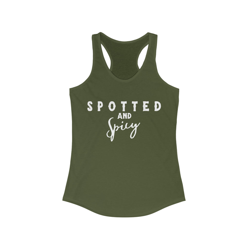 Spotted & Spicy Racerback Tank Horse Color Shirts Printify XS Solid Military Green