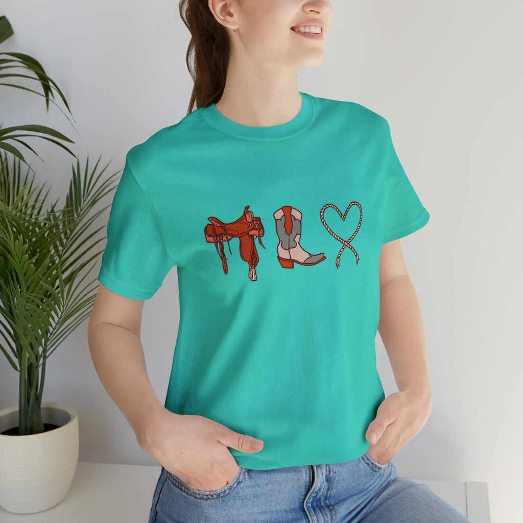 Western Love Short Sleeve Tee tcc graphic tee Printify Teal XS 