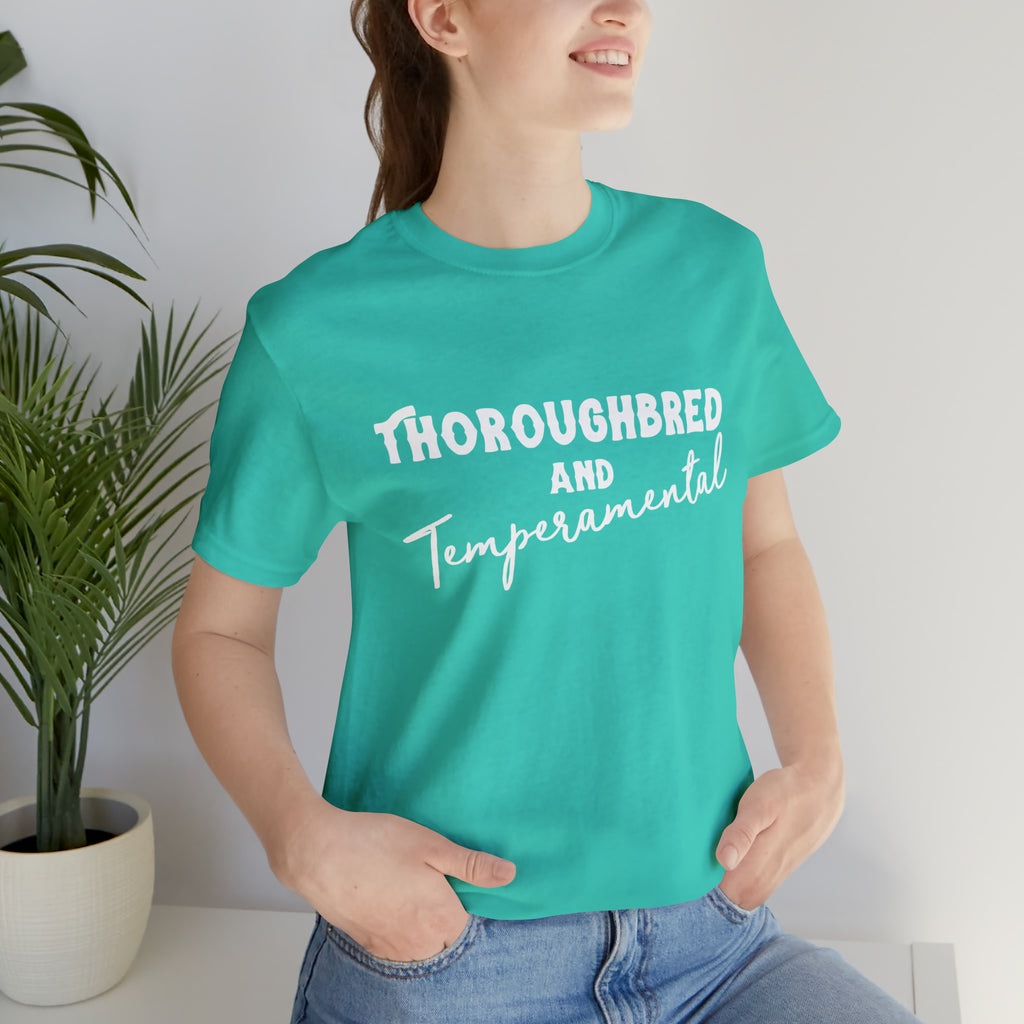 Thoroughbred & Temperamental Short Sleeve Tee Horse Color Shirt Printify Teal XS 