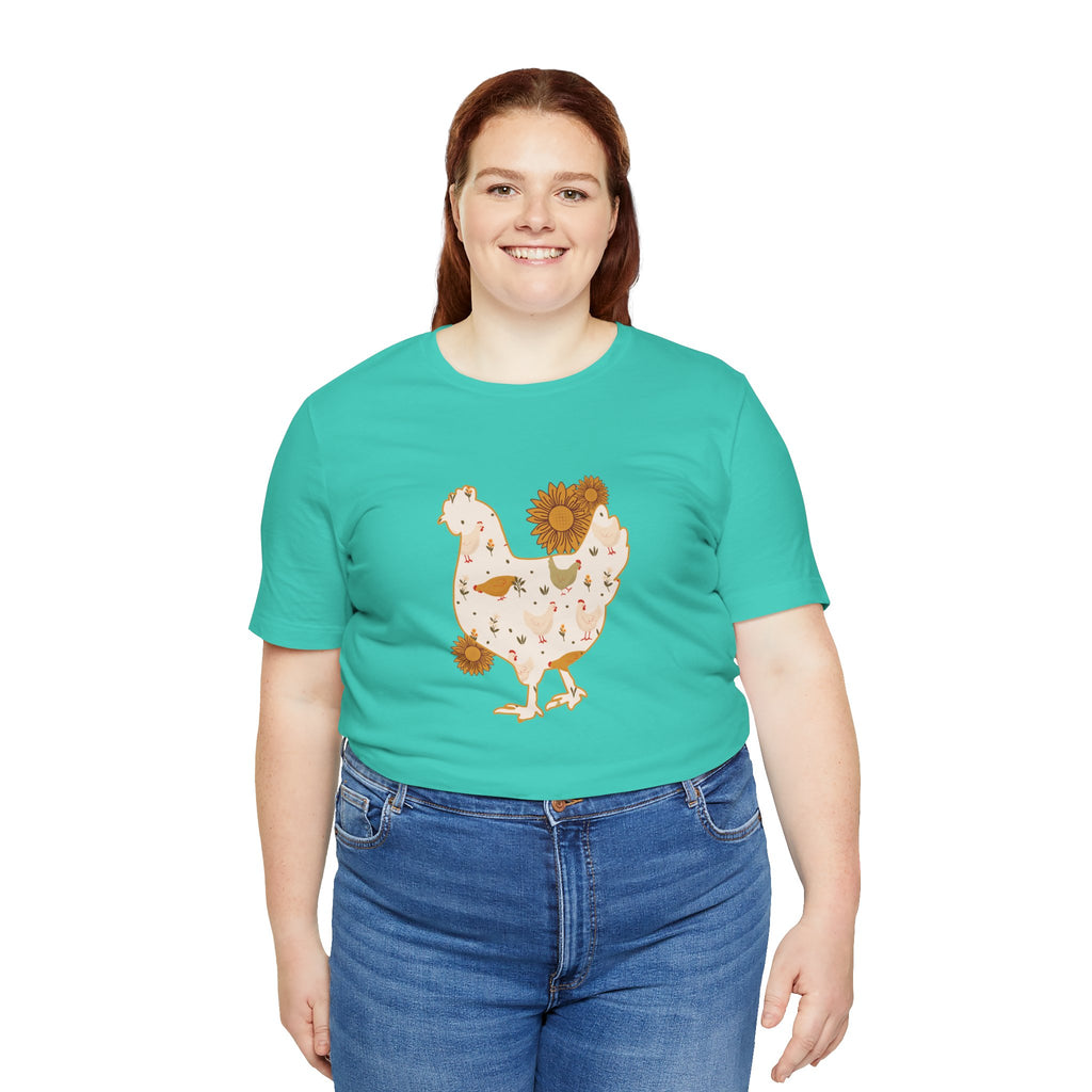 Sunflower Chicken Short Sleeve Graphic Tee T-Shirt Printify