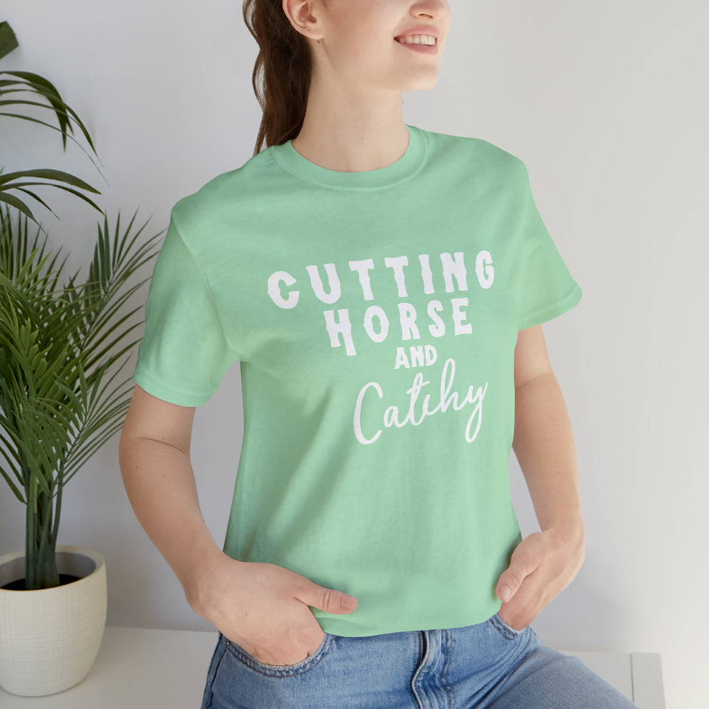 Cutting Horse & Catchy Short Sleeve Tee Horse Riding Discipline Tee Printify Mint XS 