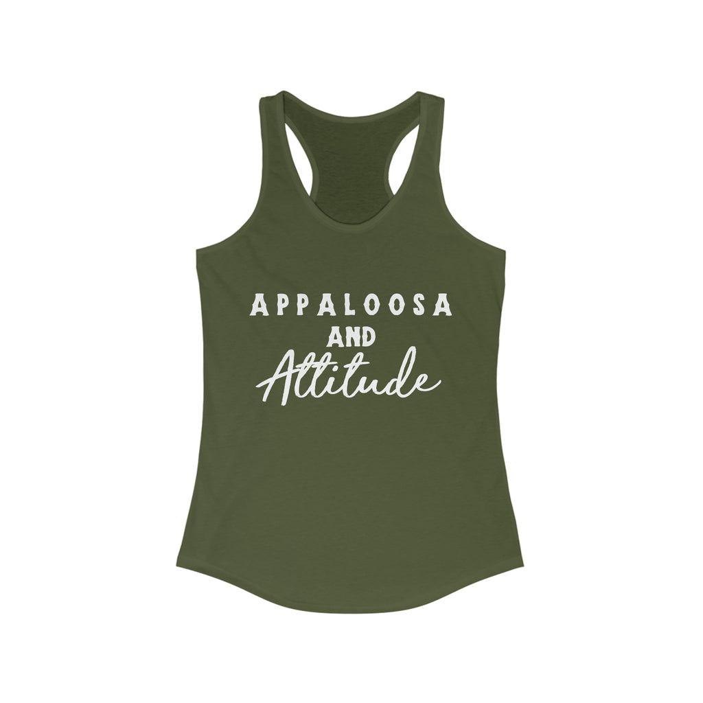 Appaloosa & Attitude Racerback Tank Horse Color Shirt Printify XS Solid Military Green 