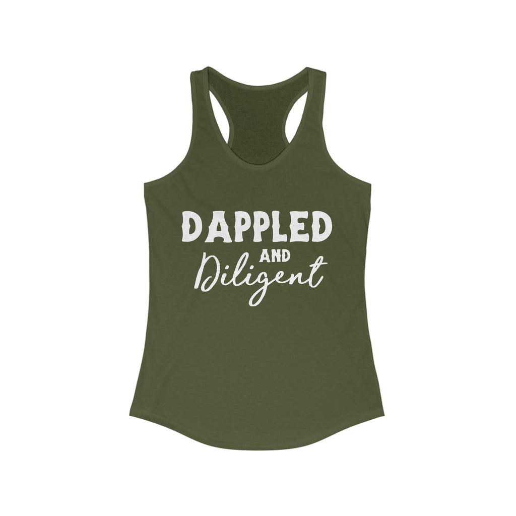 Dappled & Diligent Racerback Tank Horse Color Shirts Printify XS Solid Military Green 