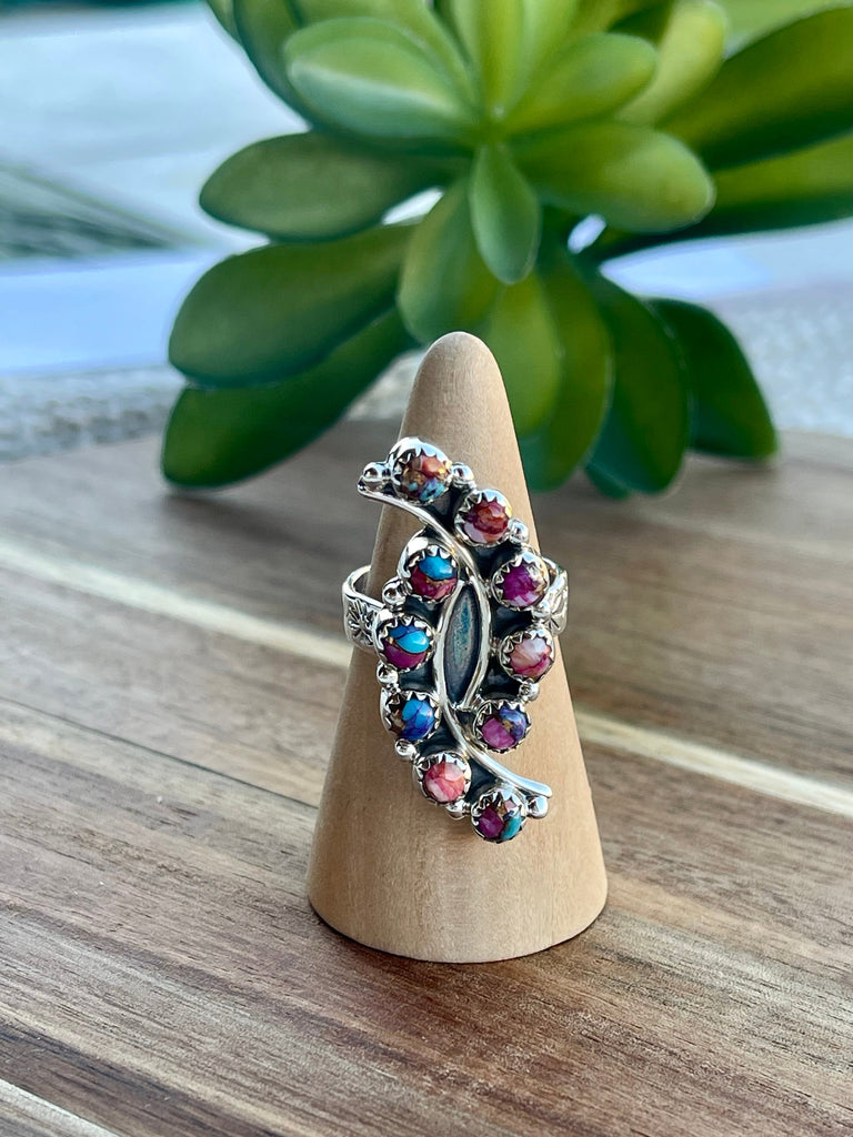 Beautiful Handmade Pink Dream Mojave And Sterling Silver Adjustable Ring Jewelry & Watches:Ethnic, Regional & Tribal:Native American:Rings Nizhoni Traders LLC