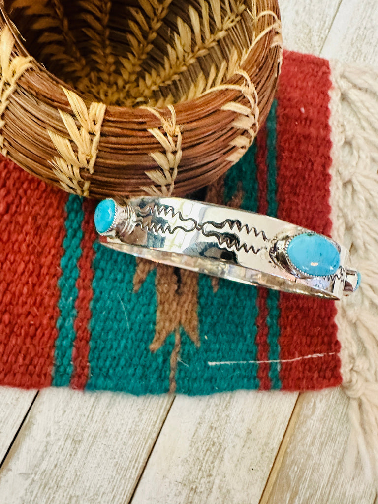 Navajo Turquoise & Sterling Silver Bangle Bracelet NT jewelry Nizhoni Traders LLC   