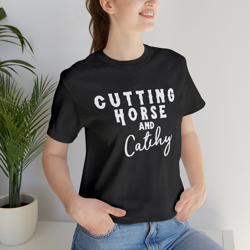 Cutting Horse & Catchy Short Sleeve Tee Horse Riding Discipline Tee Printify Dark Grey Heather XS 