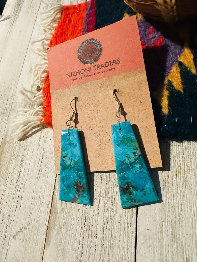 The Rectangular Slab Dangle Earrings NT jewelry Nizhoni Traders LLC   