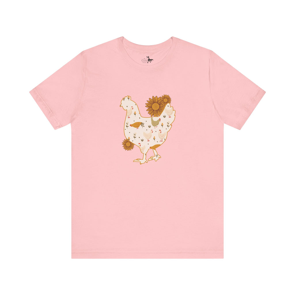 Sunflower Chicken Short Sleeve Graphic Tee T-Shirt Printify Pink XS