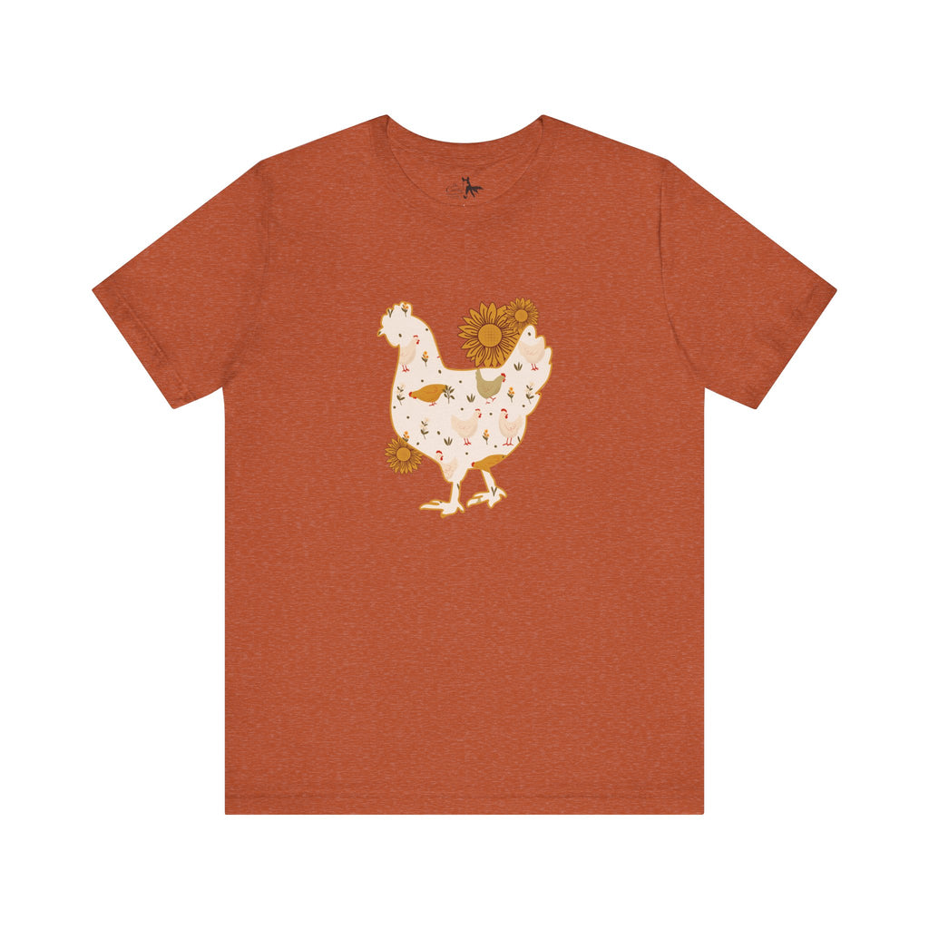 Sunflower Chicken Short Sleeve Graphic Tee T-Shirt Printify Heather Autumn XS